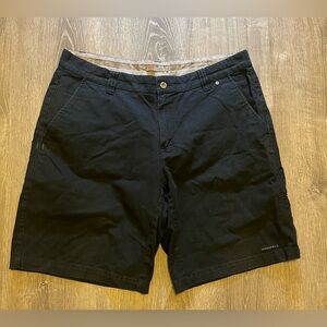 Merrell Mens Cargo Shorts Size 38 Solid Black Outdoors Hiking Flat Front Cotton